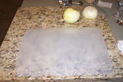 Cutting board, onions