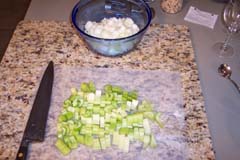Chop the onion and celery fairly coarsly and place in small bowl